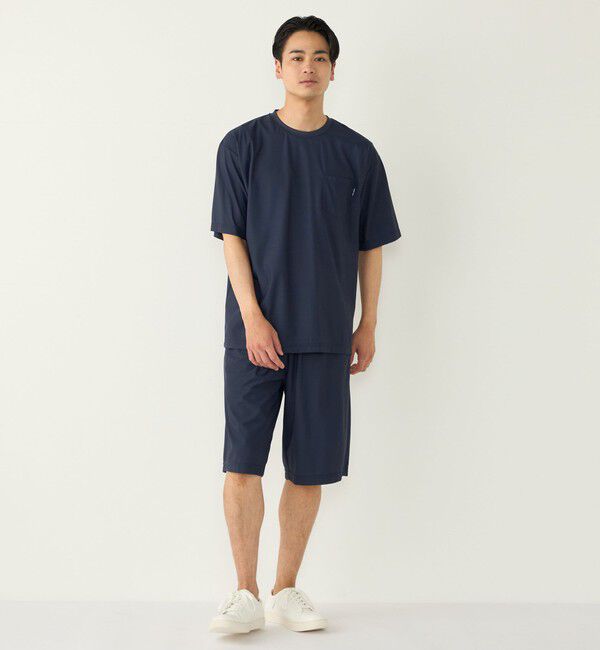 SHIPS Colors 「【WEB限定】SHIPS Colors:〈接触冷感〉カノコ Tシャツ ＆ ショーツ セット◇」|Tシャツ・カットソー|ネイビー