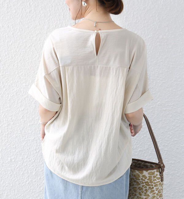 SHIPS for women「【実力派ベーシック】〈手洗い可能〉レーヨン ナイロン ドルマン 半袖 プルオーバー」|Tシャツ・カットソー|