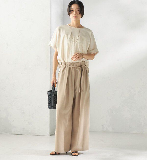 SHIPS for women「【実力派ベーシック】〈手洗い可能〉レーヨン ナイロン ドルマン 半袖 プルオーバー」|Tシャツ・カットソー|