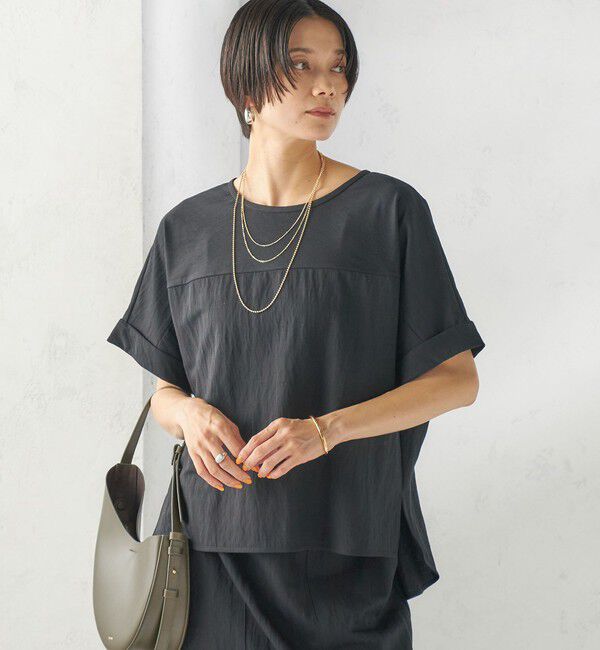 SHIPS for women「【実力派ベーシック】〈手洗い可能〉レーヨン ナイロン ドルマン 半袖 プルオーバー」|Tシャツ・カットソー|