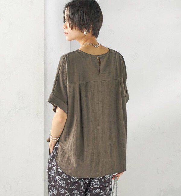 SHIPS for women「【実力派ベーシック】〈手洗い可能〉レーヨン ナイロン ドルマン 半袖 プルオーバー」|Tシャツ・カットソー|