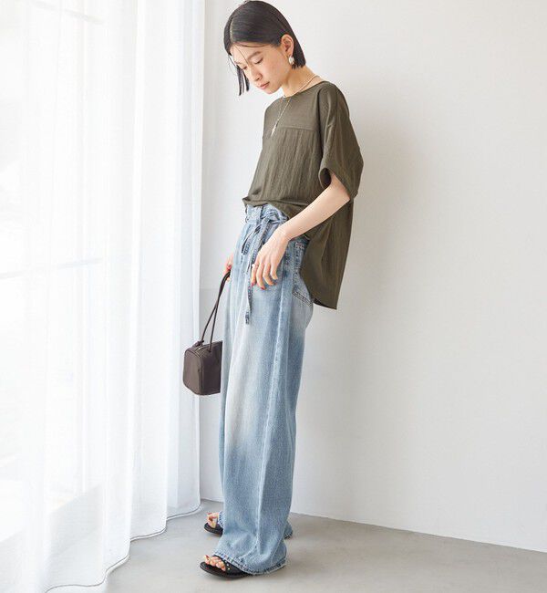 SHIPS for women「【実力派ベーシック】〈手洗い可能〉レーヨン ナイロン ドルマン 半袖 プルオーバー」|Tシャツ・カットソー|
