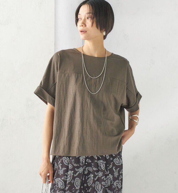 SHIPS for women「【実力派ベーシック】〈手洗い可能〉レーヨン ナイロン ドルマン 半袖 プルオーバー」|Tシャツ・カットソー|