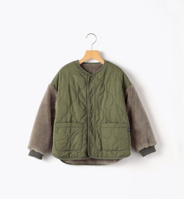 SHIPS KIDS「SHIPS KIDS:80～90cm / 〈洗濯機可能〉ボア&times;キルティング リバーシブル ブルゾン」|ブルゾン・スタジャン|オリーブ