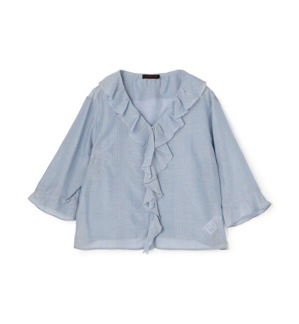 TOMORROWLAND collection「コットンシルクシャンブレー ラッフルブラウス」|シャツ・ブラウス|63 ライトブルー