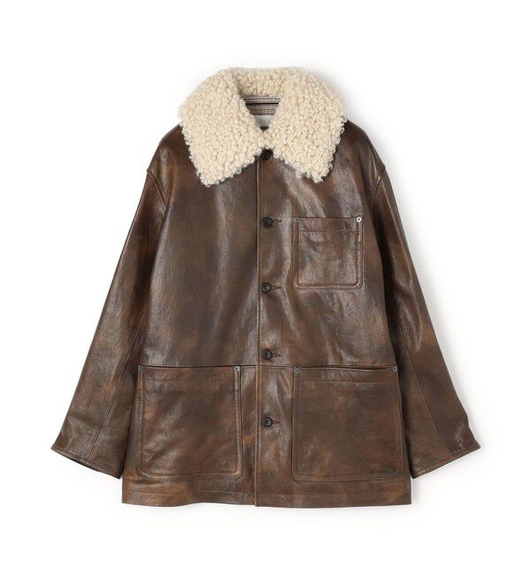 GALERIE VIE「ラムレザー ムートンカラーショートコート」|その他|47 ブラウン