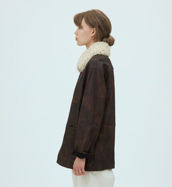 GALERIE VIE「ラムレザー ムートンカラーショートコート」|その他|