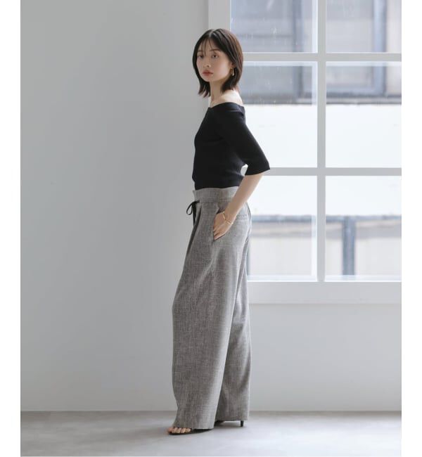 「《追加》【洗える】リボンワイドパンツ」|スラックス|