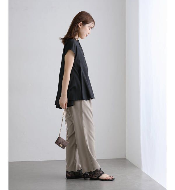  「【洗える】CHIGNON/シニヨン レースサテンイージーパンツ」|スラックス|