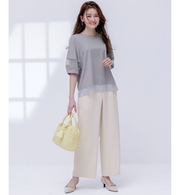 ANY SIS「【洗える】シアーコンビ プルオーバー」|Tシャツ・カットソー|