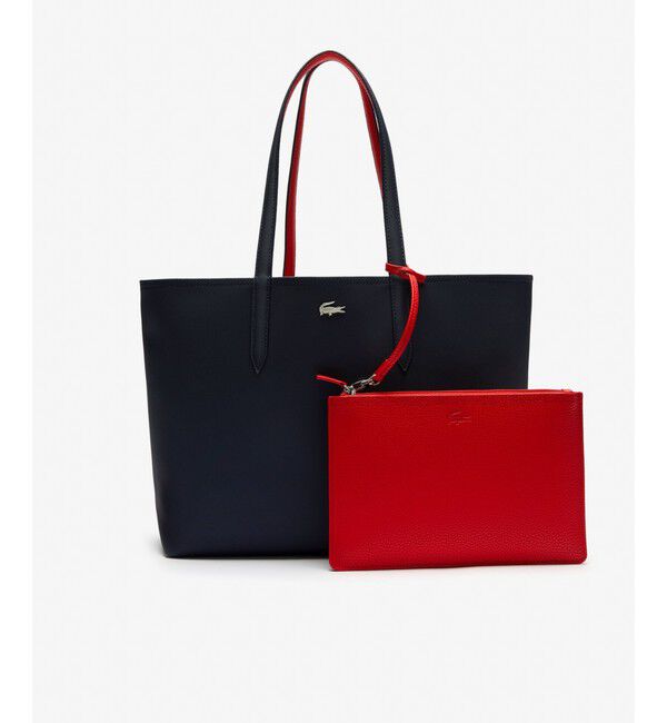 LACOSTE「ANNA 2WAY リバーシブル トートバッグ / クラッチバッグ付き」|トートバッグ|ネイビー&times;レッド