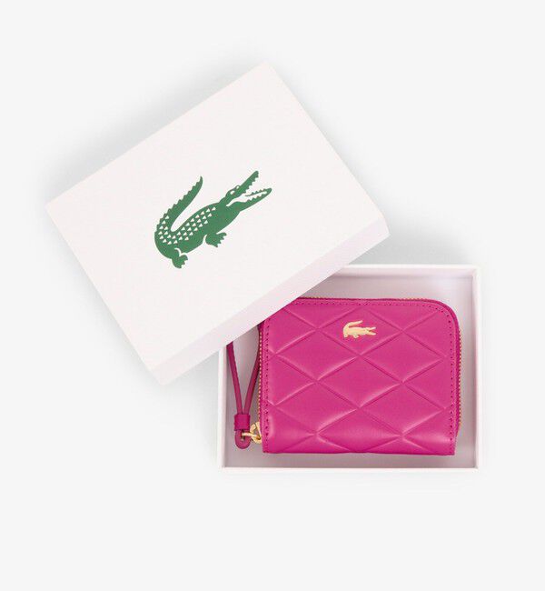 LACOSTE「クロコダイル キルティングレザーラウンドジップミニウォレット」|コインケース|