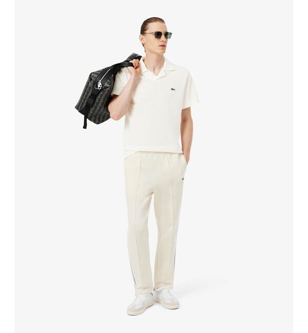 LACOSTE「コットン&times;リネン オープンカラーネックポロシャツ」|ポロシャツ|