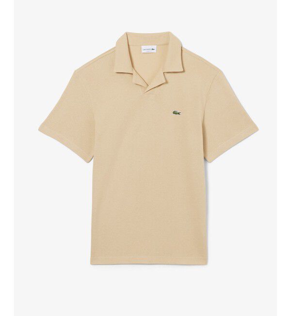 LACOSTE「コットン&times;リネン オープンカラーネックポロシャツ」|ポロシャツ|