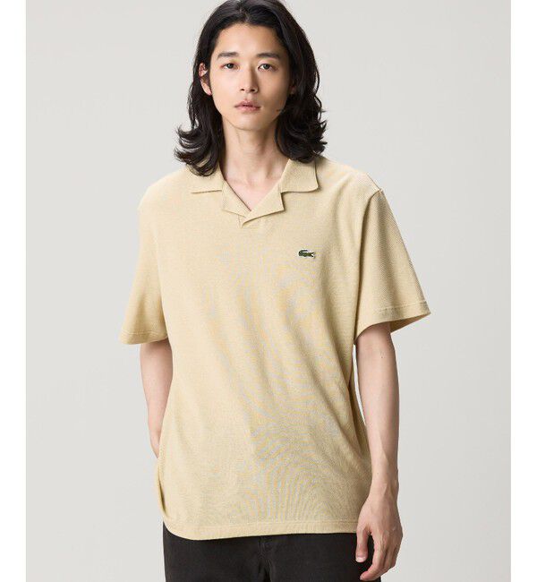 LACOSTE「コットン&times;リネン オープンカラーネックポロシャツ」|ポロシャツ|