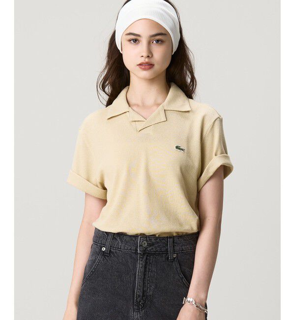 LACOSTE「コットン&times;リネン オープンカラーネックポロシャツ」|ポロシャツ|