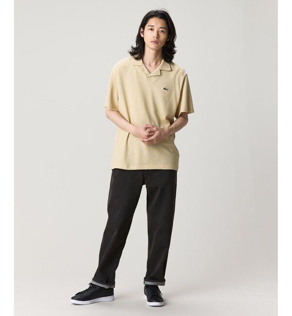 LACOSTE「コットン&times;リネン オープンカラーネックポロシャツ」|ポロシャツ|