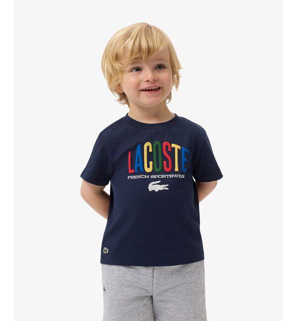 LACOSTE「【EC限定】BOYSマルチカラーブランドネームロゴTシャツ」|Tシャツ・カットソー|ネイビー