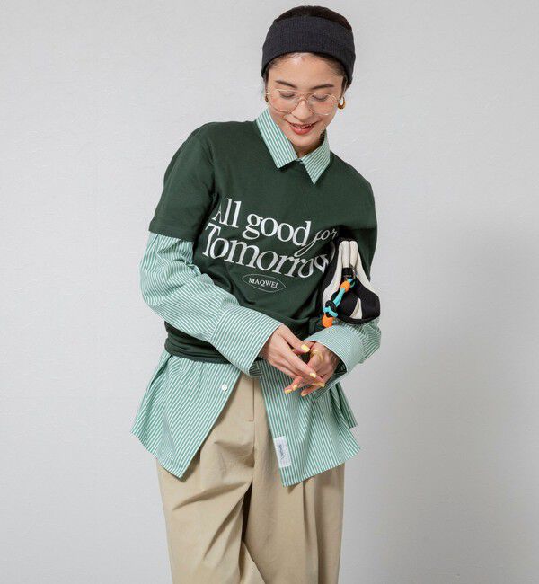 MAQWEL「【MAQWEL/マクウェル】ウォッシャブルAgfT T-SHIRT」|Tシャツ・カットソー|ダークグリーン
