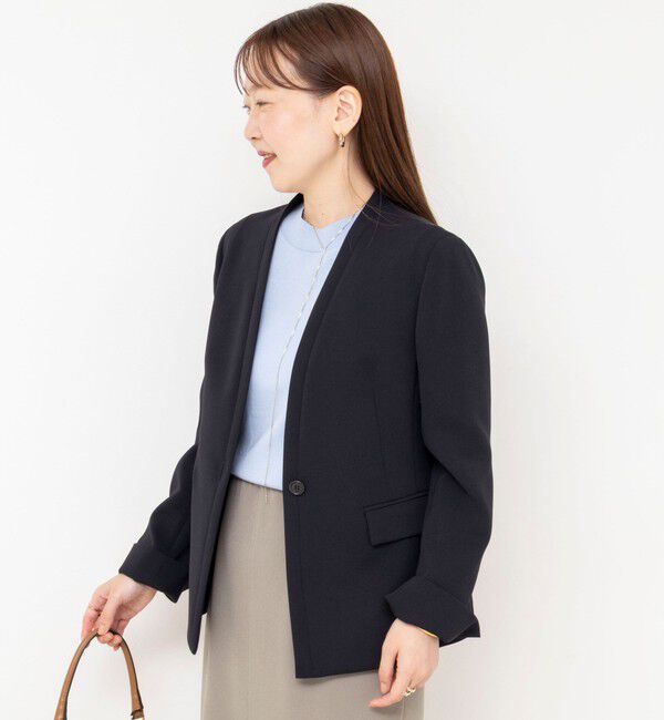 NOLLEY'S sophi「《セットアップ対応》ウォッシャブルダブルクロスノーカラージャケット」|ノーカラージャケット|