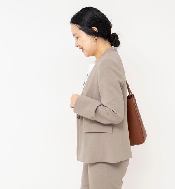 NOLLEY'S sophi「《セットアップ対応》ウォッシャブルダブルクロスノーカラージャケット」|ノーカラージャケット|