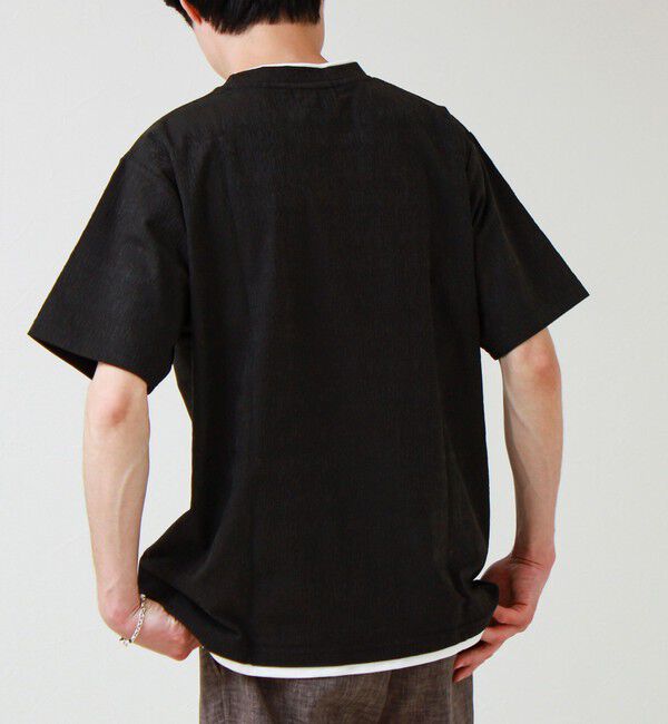 GLOSTER「【1枚でレイヤード風】ストライプジャガード フェイクレイヤーTシャツ」|Tシャツ・カットソー|