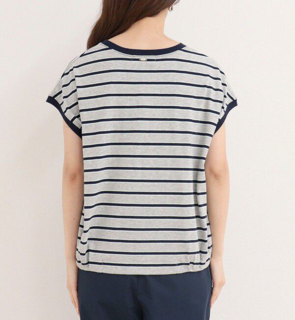 fredy emue「【汗ジミ軽減】ボーダー裾タックフレンチプルオーバーカットソー」|Tシャツ・カットソー|