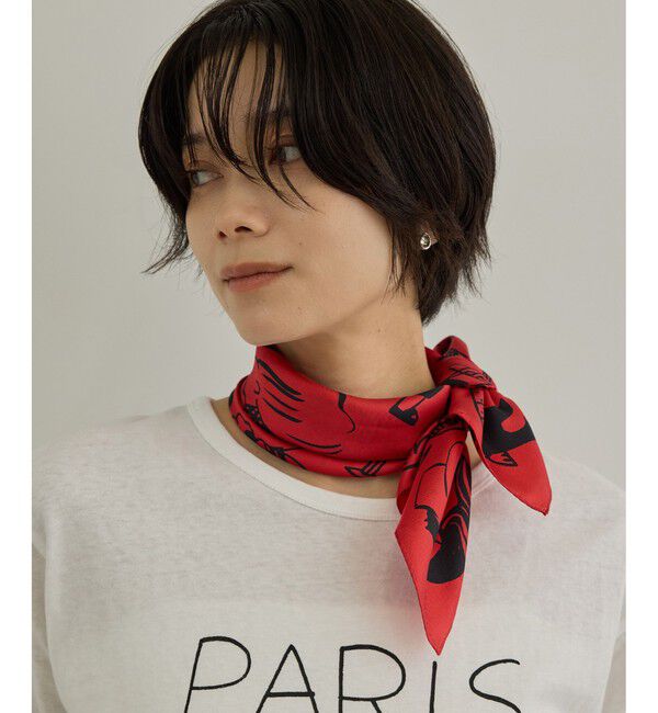 SALON adam et rope'「【Camille de Cussac by SALON】アートシルクスカーフ」|バンダナ・スカーフ|レッド(60)