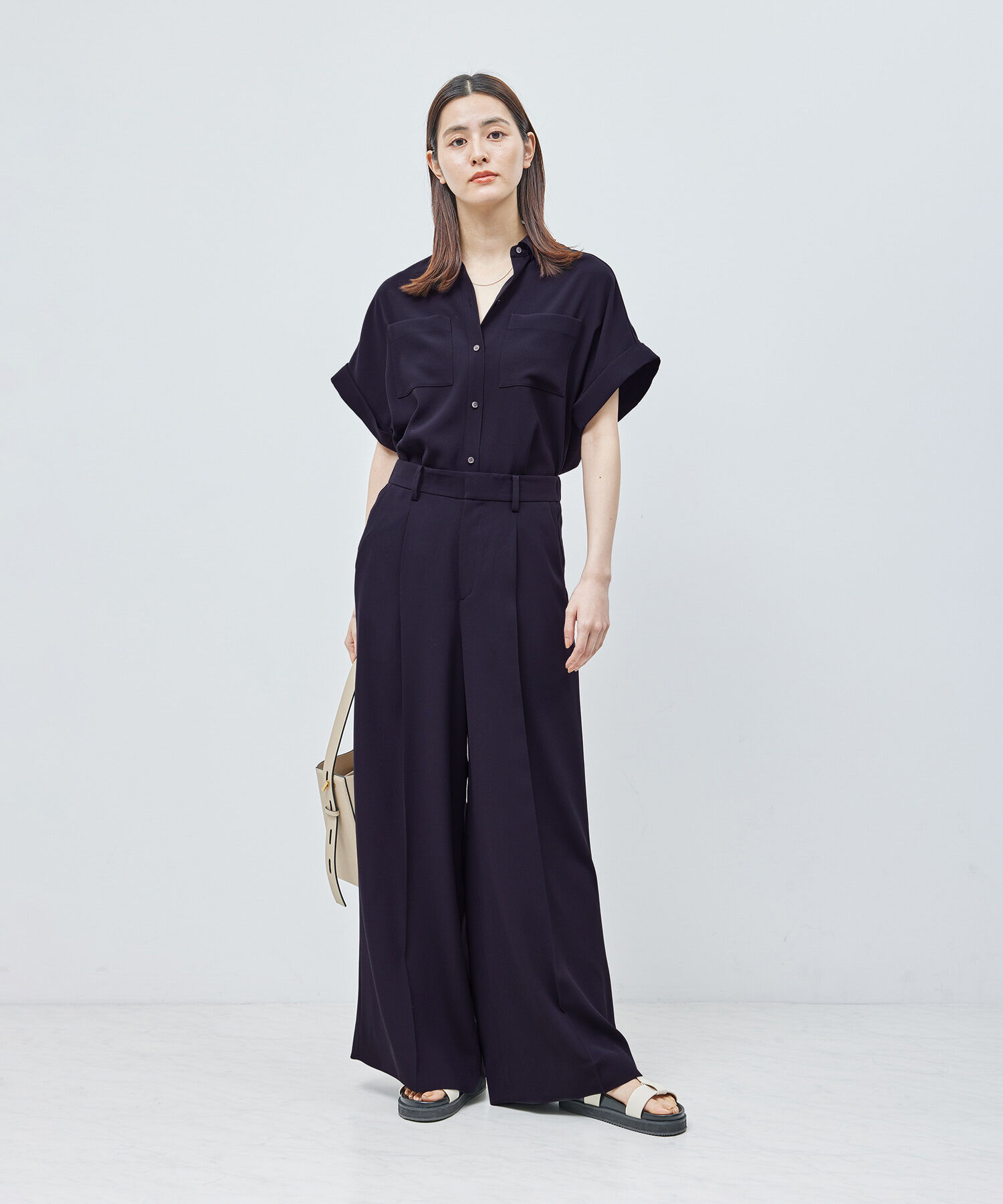 ROPE「【新色追加】トリアセバックサテンフラップシャツ/セットアップ対応【メディア掲載】」|シャツ・ブラウス|