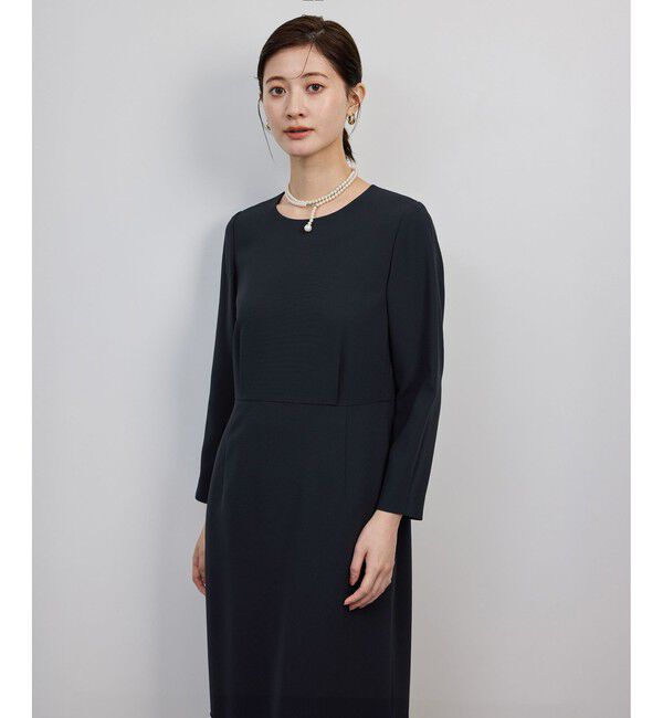 ROPE「トリアセダブルクロス ウエストコンシャスワンピース/イージーケア・セットアップ対応・25AW」|ワンピース|