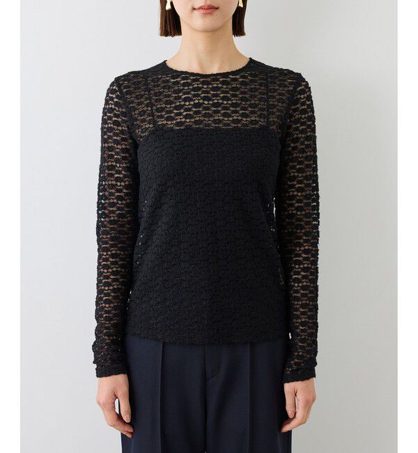 ROPE「フラワーレースベーシックカットソー/イージーケア【J'aDoRe・ルミネ店舗限定カラー】」|Tシャツ・カットソー|