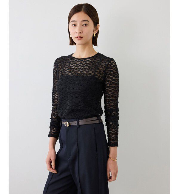 ROPE「フラワーレースベーシックカットソー/イージーケア【J'aDoRe・ルミネ店舗限定カラー】」|Tシャツ・カットソー|