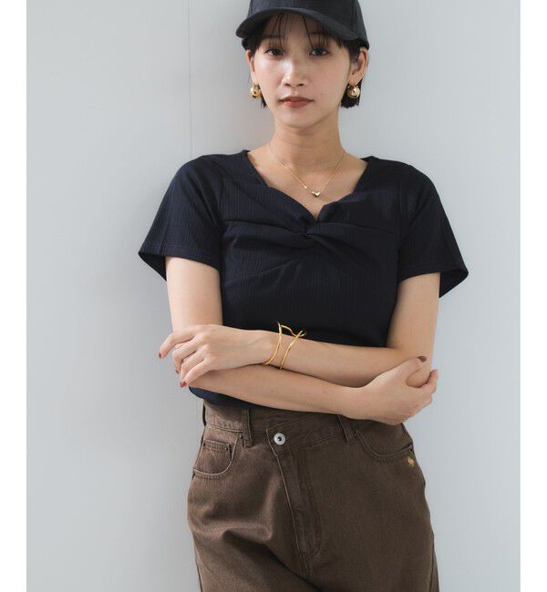 VIS「ツイストテレコカットソー」|Tシャツ・カットソー|チャコール(06)