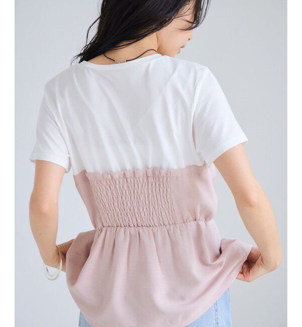 VIS「【WEB限定】美easyリネンライクシャーリングビスチェドッキングトップス/イージーケア・接触冷感」|Tシャツ・カットソー|