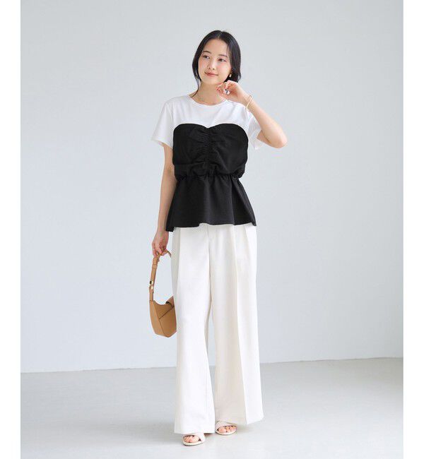 VIS「【WEB限定】美easyリネンライクシャーリングビスチェドッキングトップス/イージーケア・接触冷感」|Tシャツ・カットソー|