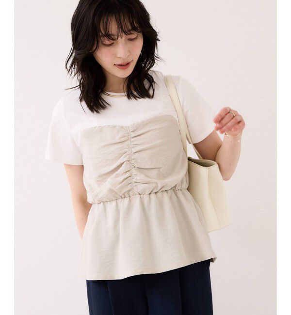 VIS「【WEB限定】美easyリネンライクシャーリングビスチェドッキングトップス/イージーケア・接触冷感」|Tシャツ・カットソー|