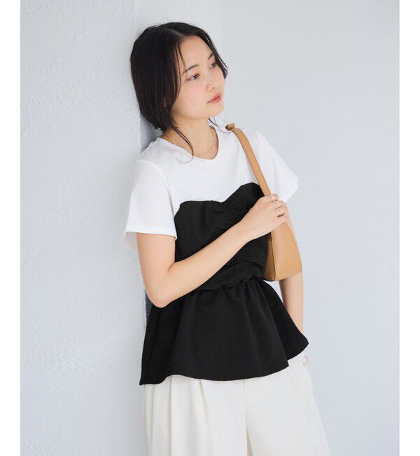 VIS「【WEB限定】美easyリネンライクシャーリングビスチェドッキングトップス/イージーケア・接触冷感」|Tシャツ・カットソー|