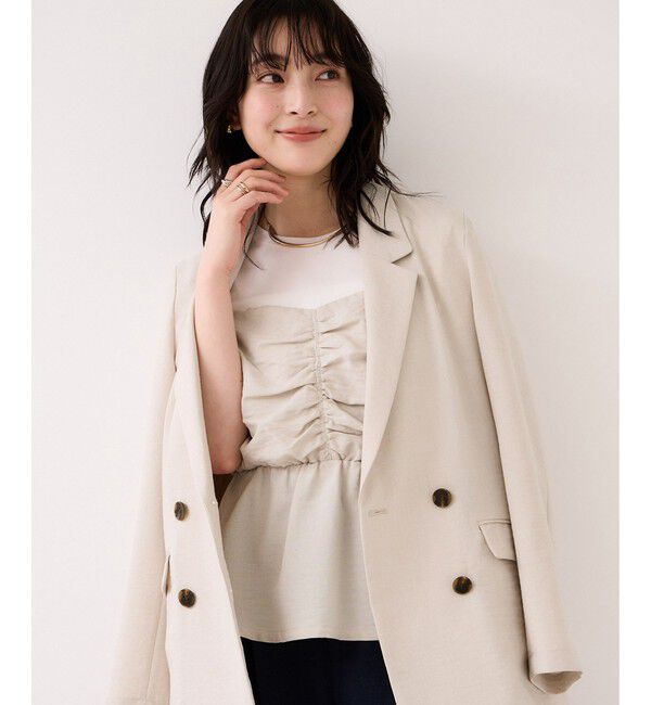 VIS「【WEB限定】美easyリネンライクシャーリングビスチェドッキングトップス/イージーケア・接触冷感」|Tシャツ・カットソー|