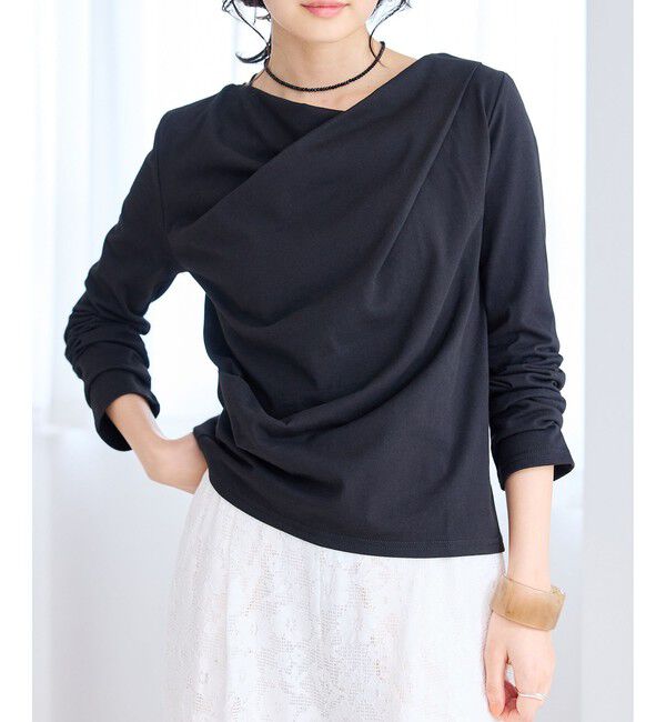 VIS「【WEB限定】長袖ドレープカットソー」|Tシャツ・カットソー|ブラック(01)