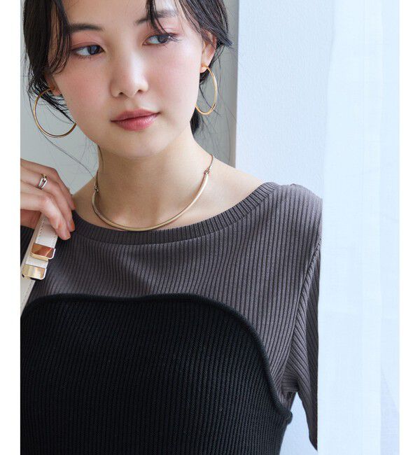 VIS「ペプラムサマーニットドッキングカットソー/イージーケア」|Tシャツ・カットソー|