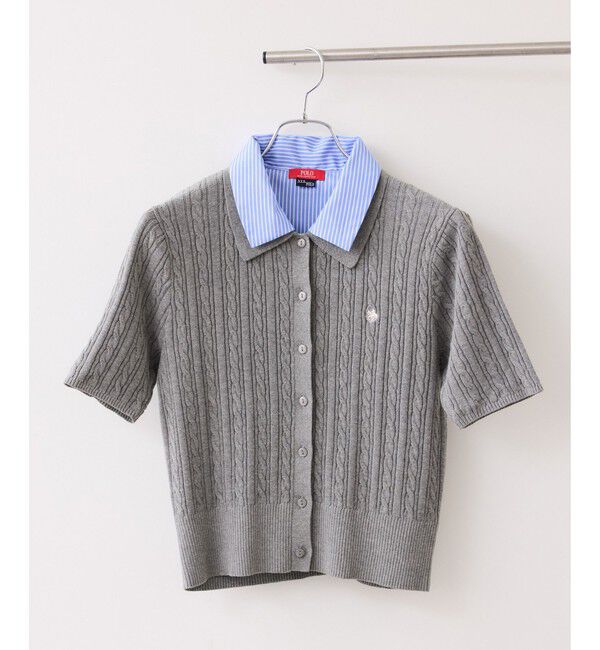 VIS「【POLO BCS】VIS別注ケーブルドッキング衿付きカーディガン」|カーディガン|グレー(07)