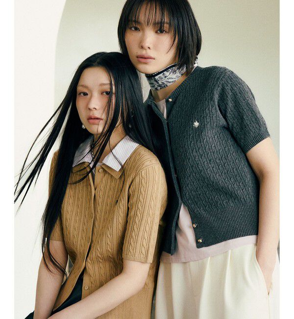 VIS「【POLO BCS】VIS別注ケーブルドッキング衿付きカーディガン」|カーディガン|