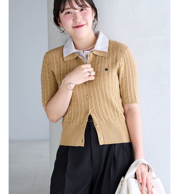 VIS「【POLO BCS】VIS別注ケーブルドッキング衿付きカーディガン」|カーディガン|