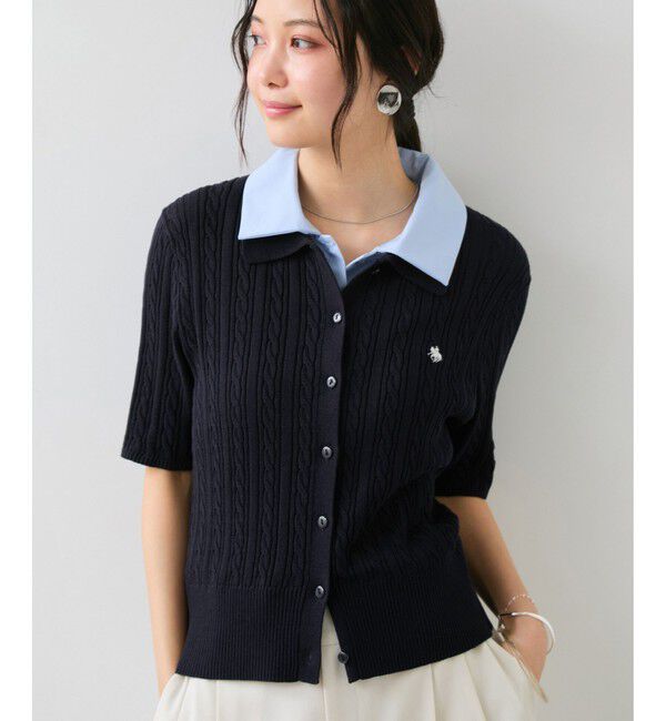 VIS「【POLO BCS】VIS別注ケーブルドッキング衿付きカーディガン」|カーディガン|