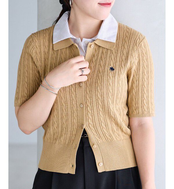 VIS「【POLO BCS】VIS別注ケーブルドッキング衿付きカーディガン」|カーディガン|