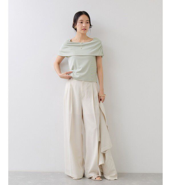 VIS「サイドギャザーオフショルダーカットソー/接触冷感」|Tシャツ・カットソー|