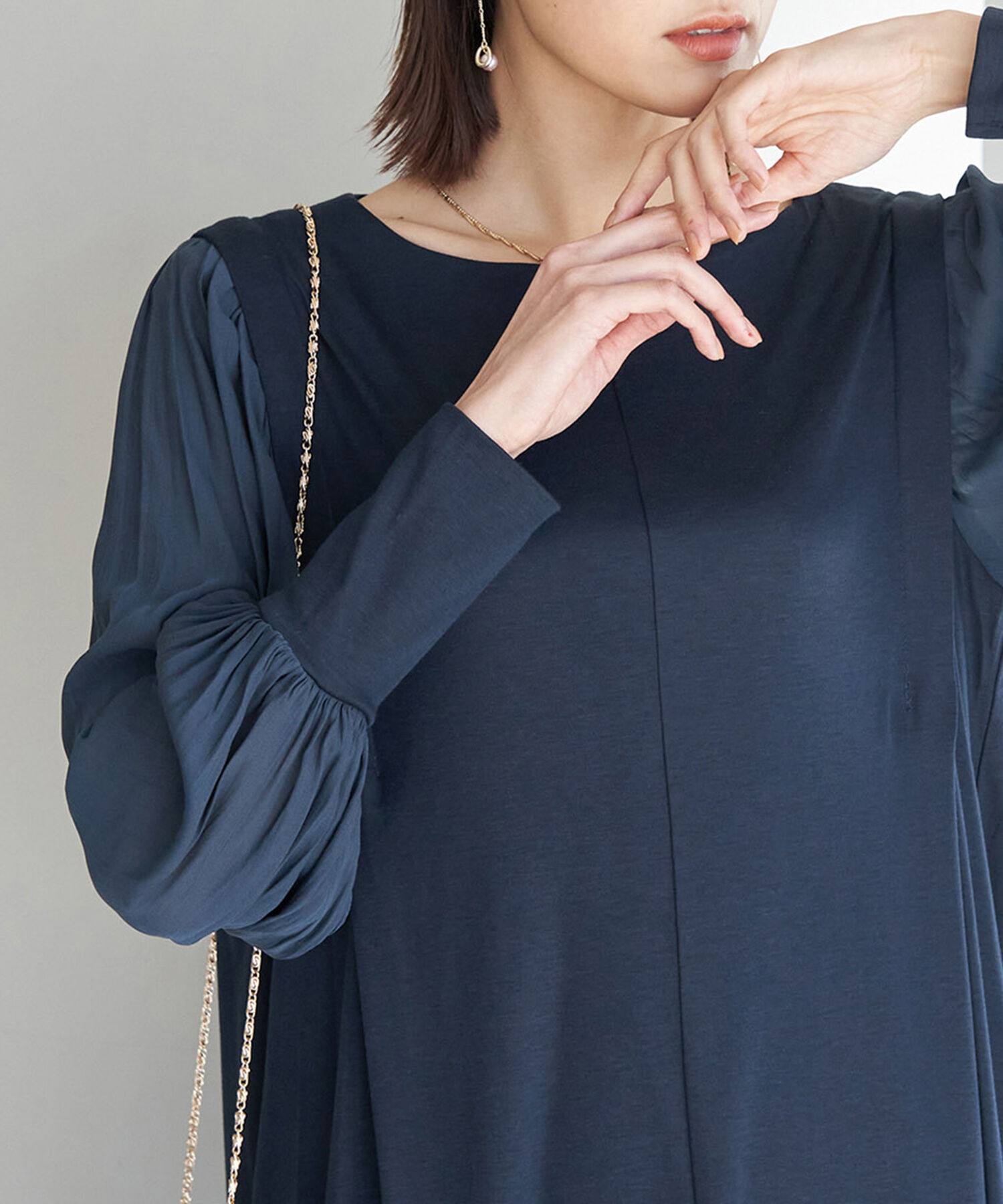 Rope&rsquo;Picnic「【一部店舗限定】【Mon E&rsquo;toile/モンエトワール】スムースコンビジャージタックDRESS」|ドレス|