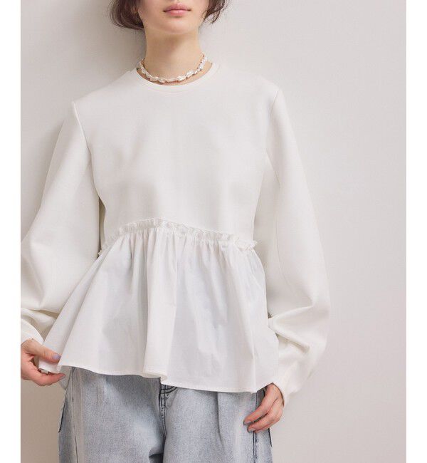 ADAM ET ROPE'「【WEB限定】ペプラムコンビプルオーバー」|Tシャツ・カットソー|