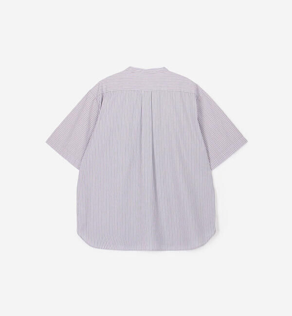 DANTON「DANTON | コットンリネン バンドカラー半袖シャツ STRIPE MEN」|シャツ・ブラウス|