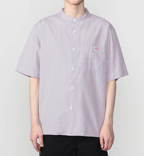 DANTON「DANTON | コットンリネン バンドカラー半袖シャツ STRIPE MEN」|シャツ・ブラウス|